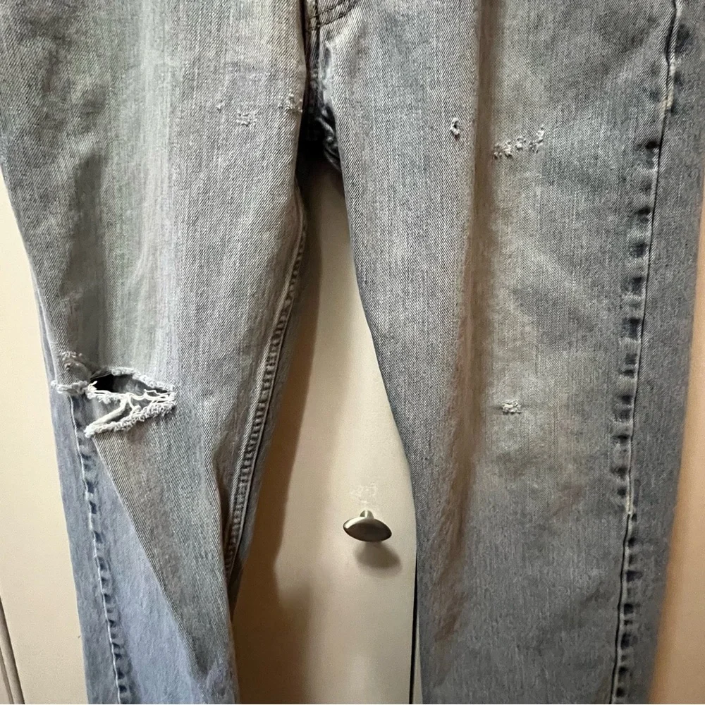 Levi's 505 Regular Fit Blue Straight Jeans with Distressed Details.38x32